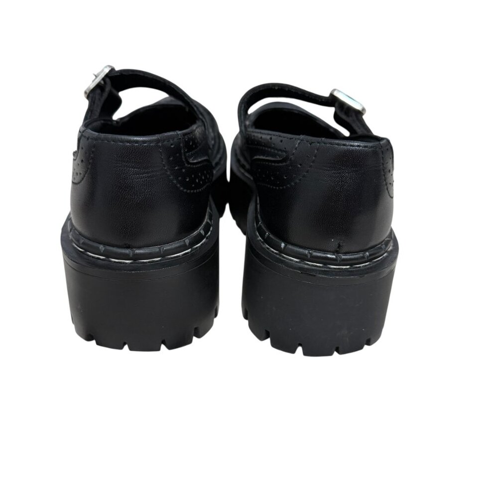 TUK Footwear Black Double Decker Mary Jane Leather platform women's shoes sz 7 - Picture 5 of 11